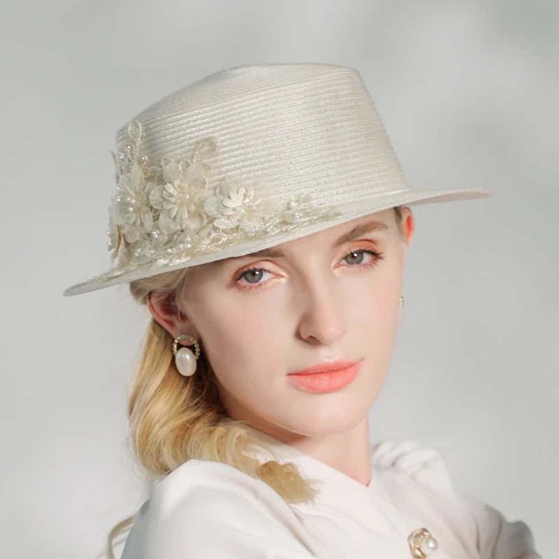 EE 7275 Hats with Floral Casual Straw Hat