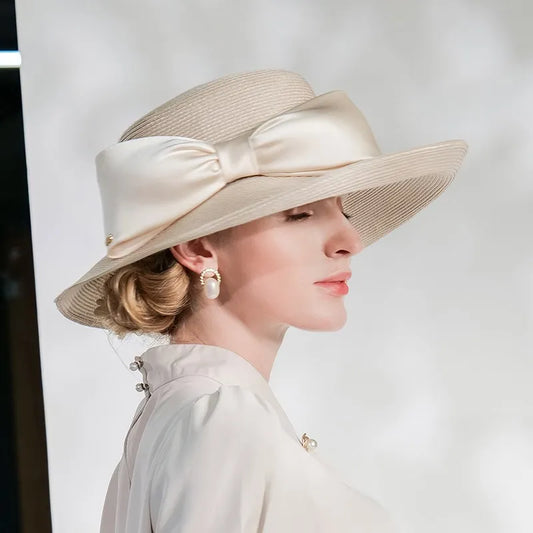 EE 7278 Summer New Women's Casual Elegant Fashion Versatile Bowtie Hat