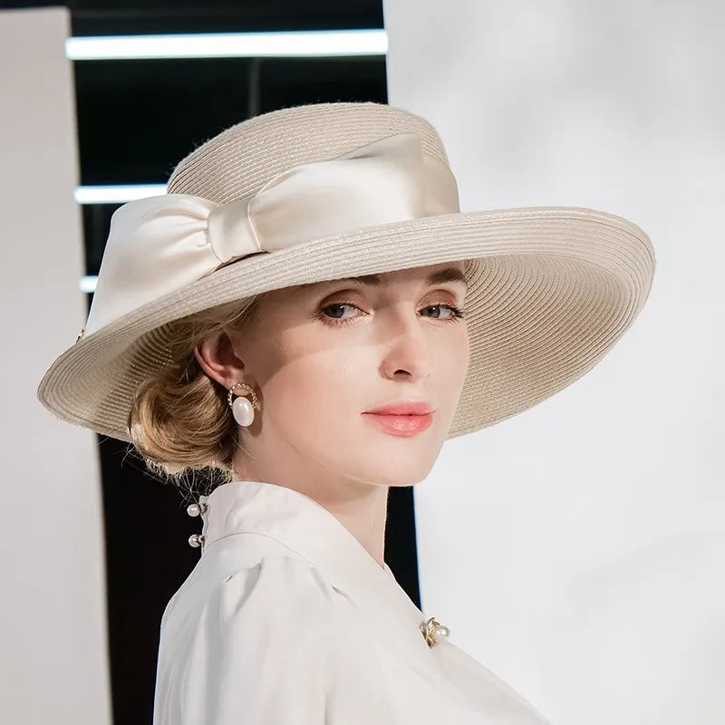 EE 7278 Summer New Women's Casual Elegant Fashion Versatile Bowtie Hat