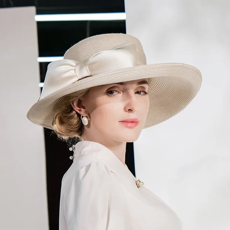 EE 7278 Summer New Women's Casual Elegant Fashion Versatile Bowtie Hat
