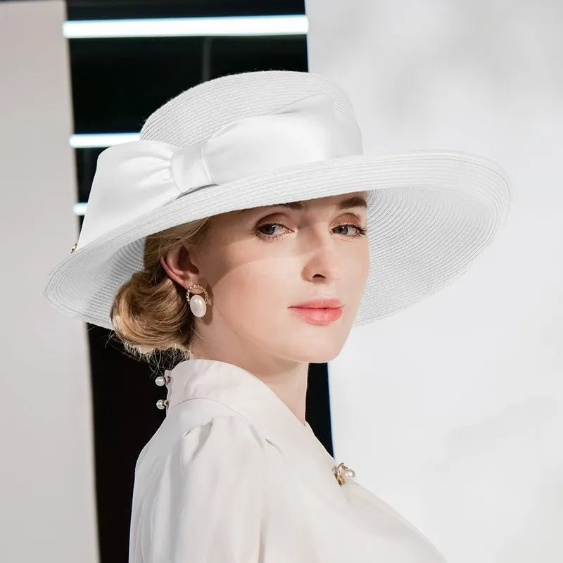EE 7278 Summer New Women's Casual Elegant Fashion Versatile Bowtie Hat