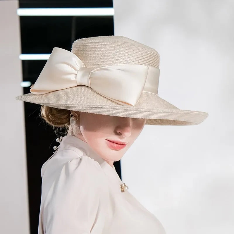 EE 7278 Summer New Women's Casual Elegant Fashion Versatile Bowtie Hat