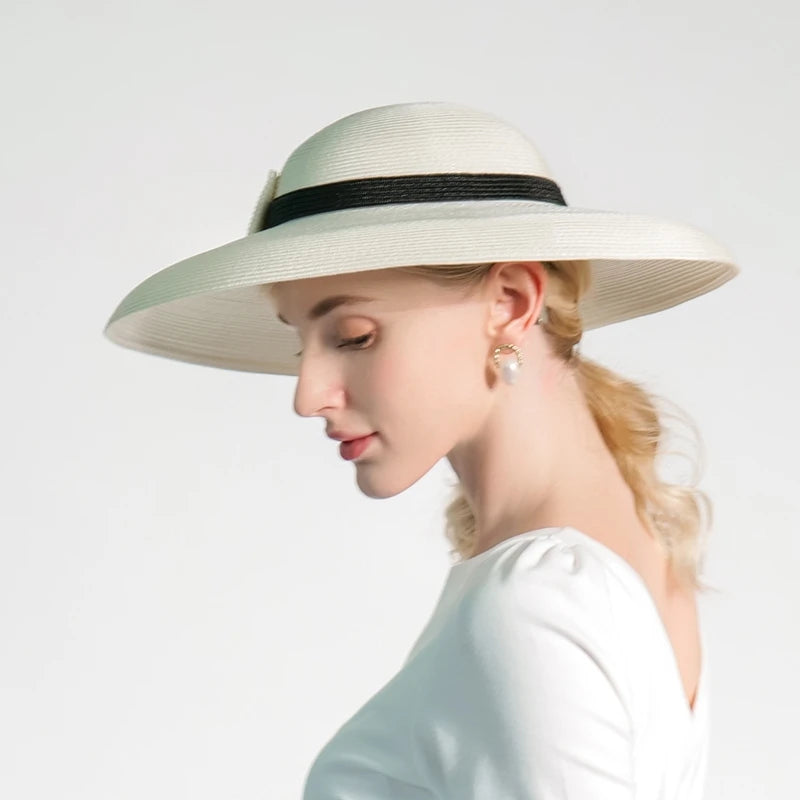 EE 7281 Summer/Elegant/Delicate/Adjustable/Bowknot/Stripe/Wide Brim/Sun Protection/Sunbonnet/Straw Hat/Polyester Hat