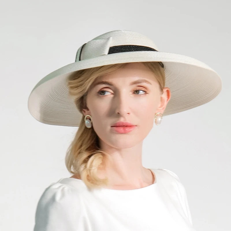 EE 7281 Summer/Elegant/Delicate/Adjustable/Bowknot/Stripe/Wide Brim/Sun Protection/Sunbonnet/Straw Hat/Polyester Hat