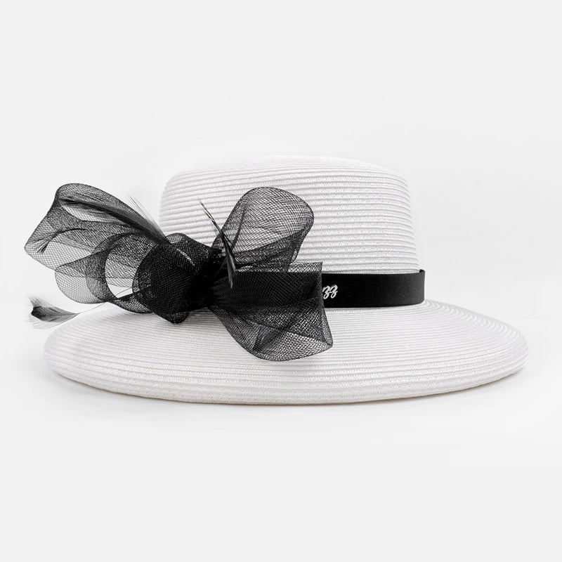 EE 7282 Summer/Delicate/Casual/Adjustable/Bowknot/Feather/Wide Brim/Sun Protection/Sunbonnet/Straw Hat/Polyester Hat