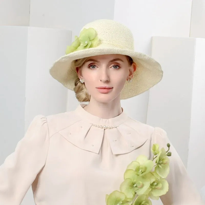 EE 7285 Spring/Summer New Versatile Summer Sunshade and Sunscreen Big Flower Hat Handmade Hooked Holiday Beach Hat for Women