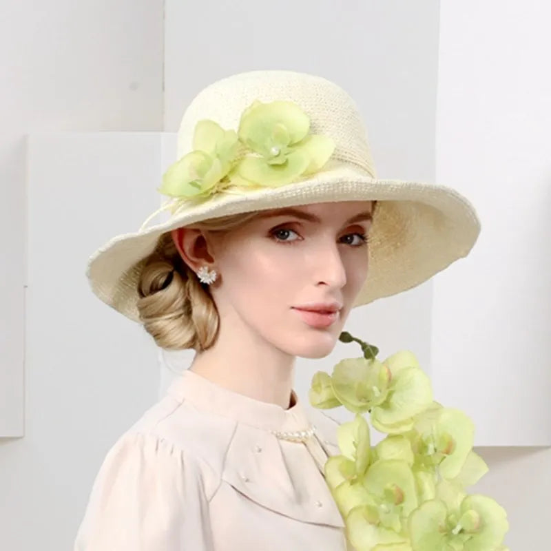 EE 7285 Spring/Summer New Versatile Summer Sunshade and Sunscreen Big Flower Hat Handmade Hooked Holiday Beach Hat for Women