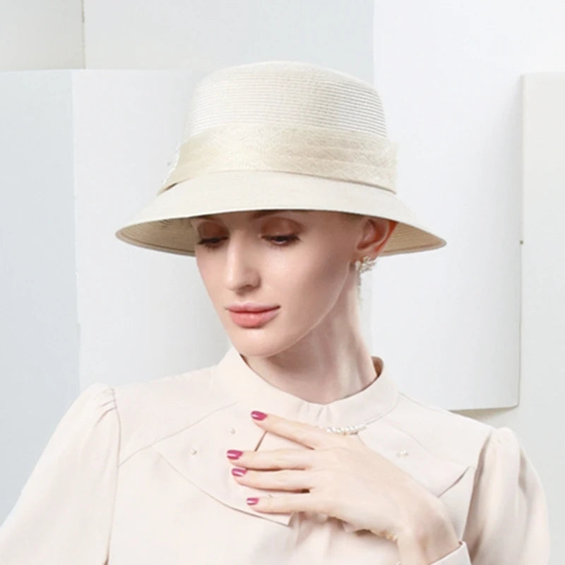 EE 7296 the new spring/summer 2023 contracted joker is prevented bask in straw sunhat flower decoration elegant woman