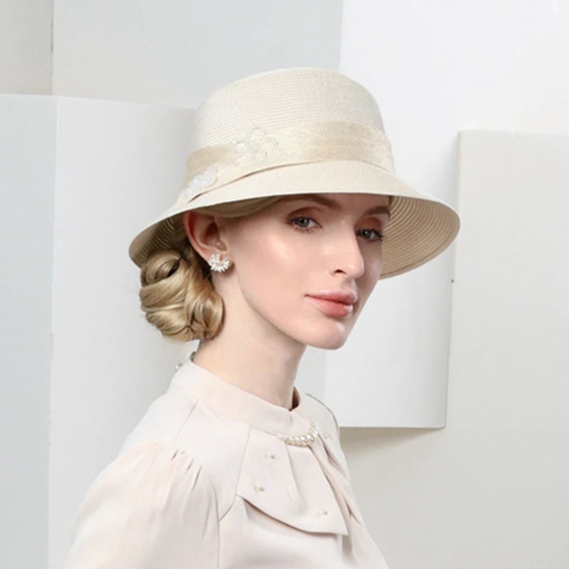 EE 7296 the new spring/summer 2023 contracted joker is prevented bask in straw sunhat flower decoration elegant woman