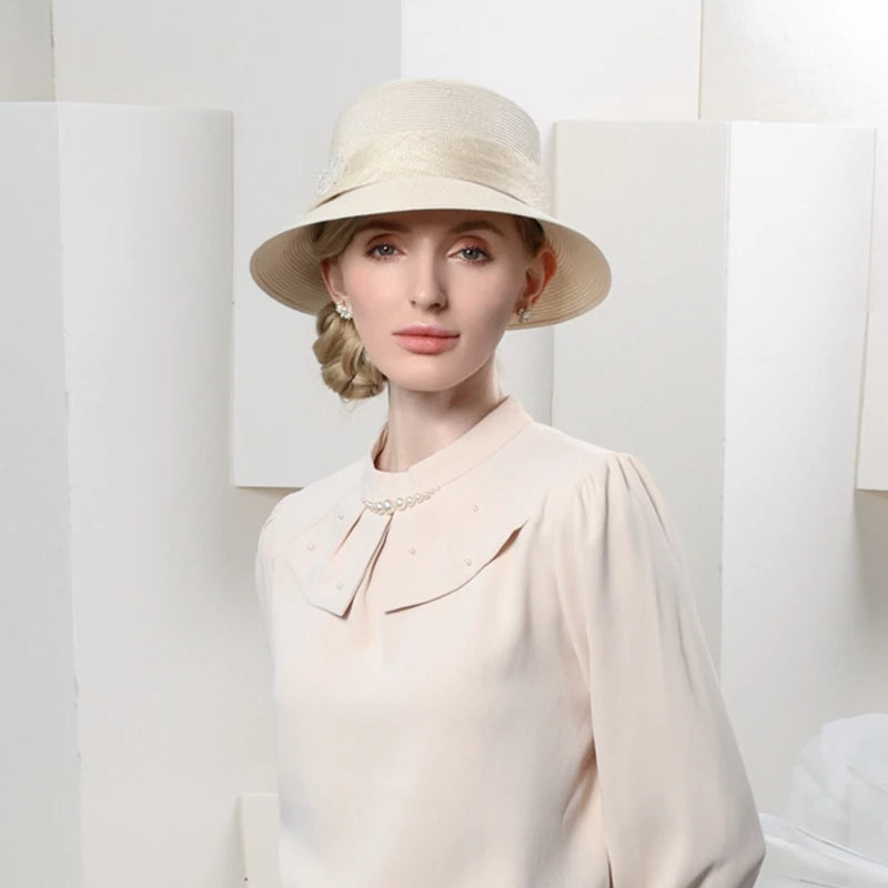 EE 7296 the new spring/summer 2023 contracted joker is prevented bask in straw sunhat flower decoration elegant woman