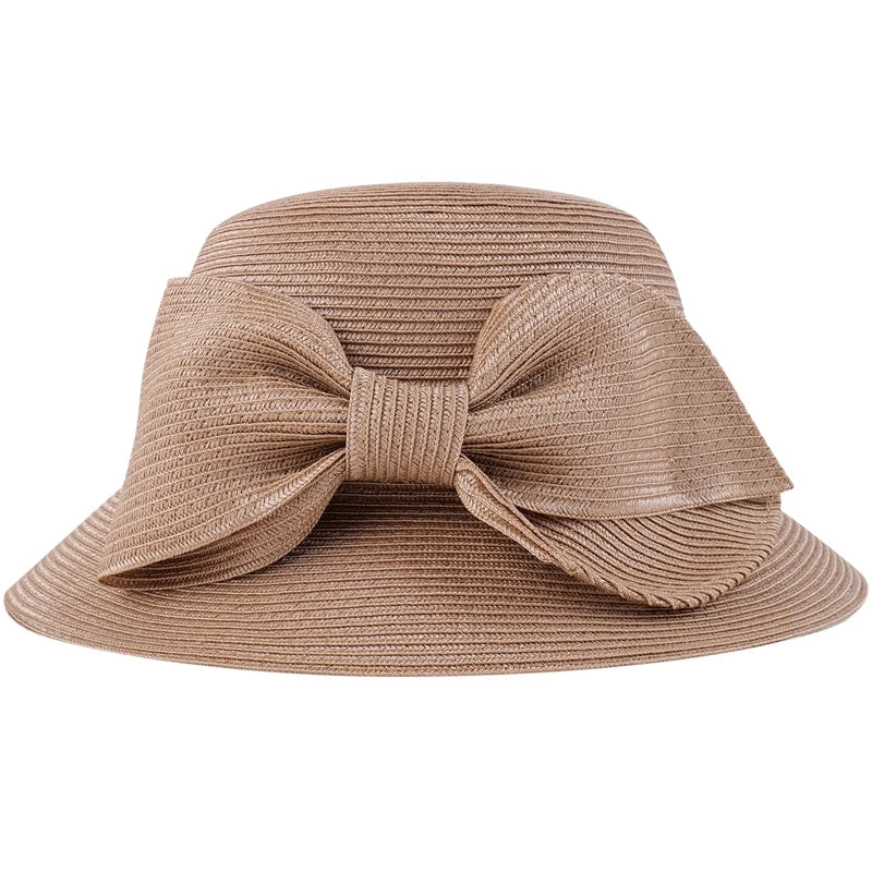 EE 7302 Summer/Delicate/Packable/Adjustable/Big Bowknot/Daily Wear/Sun Protection/Sunbonnet/Straw Hat/Polyester Hat