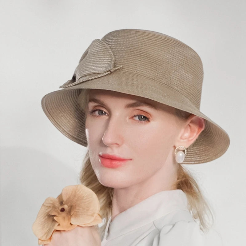 EE 7302 Summer/Delicate/Packable/Adjustable/Big Bowknot/Daily Wear/Sun Protection/Sunbonnet/Straw Hat/Polyester Hat