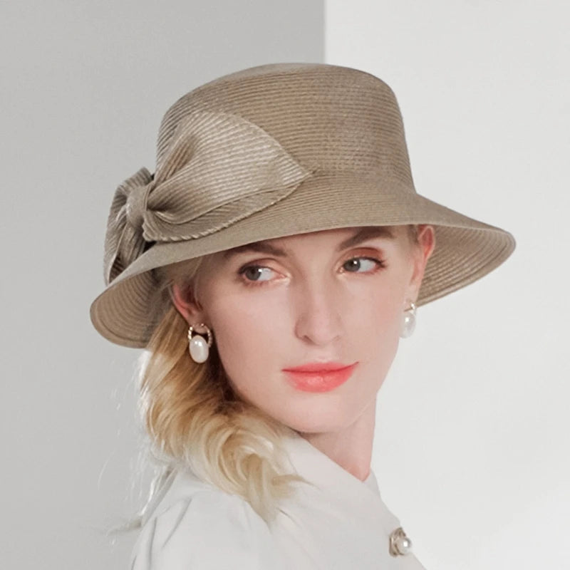 EE 7302 Summer/Delicate/Packable/Adjustable/Big Bowknot/Daily Wear/Sun Protection/Sunbonnet/Straw Hat/Polyester Hat