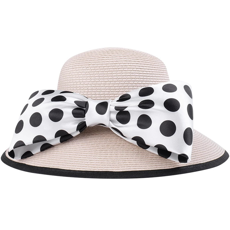 EE 7313 Summer/Original Design/Leisure/Big Bowknot/Dots/Casual/Daily Wear/Sun Protection/Sunbonnet/Straw Hat/Polyester Hat