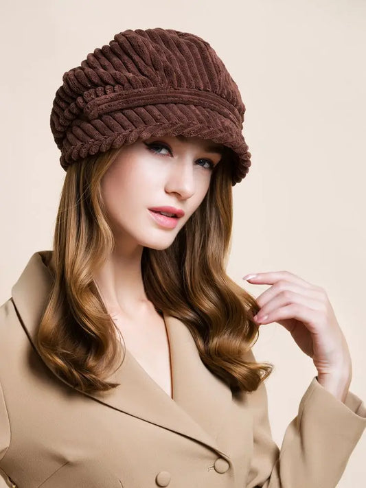 EE 9036 Winter/ Office & Career /Graduation /Anniversary /Outdoor /Casual  /Daily Wear /Beret /Vintage Brown /Black /Corduroy