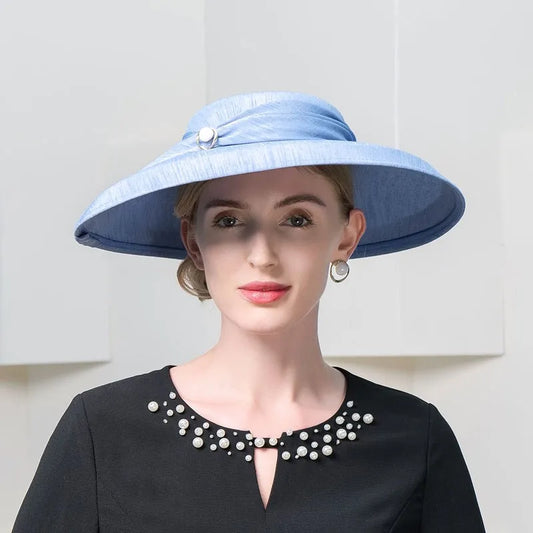 EE1019 Elegant party hat simple pure color restoring ancient ways brim large brim hat woman