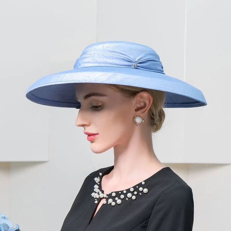 EE1019 Elegant party hat simple pure color restoring ancient ways brim large brim hat woman