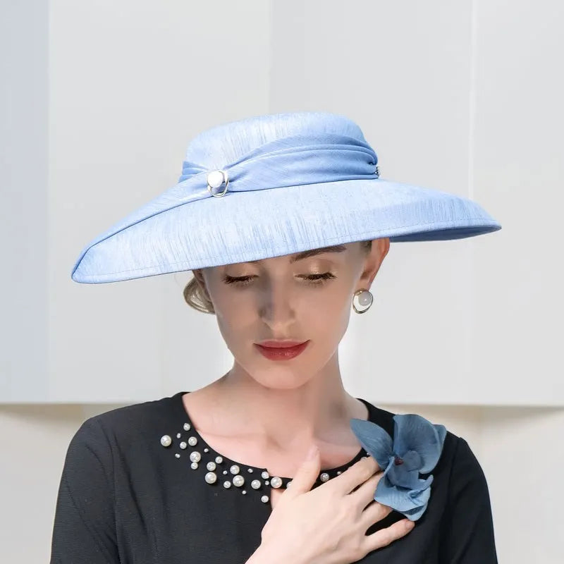 EE1019 Elegant party hat simple pure color restoring ancient ways brim large brim hat woman