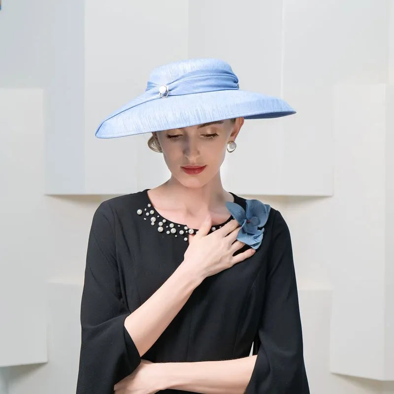 EE1019 Elegant party hat simple pure color restoring ancient ways brim large brim hat woman