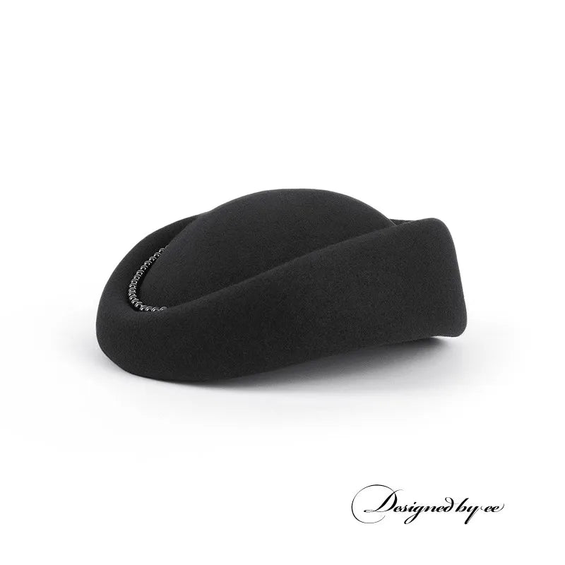 Elegant 100% Wool Pillbox Hat Wedding Evening Party Elegant Wedding With White Pearl Cap Headpiece Headwear 3045