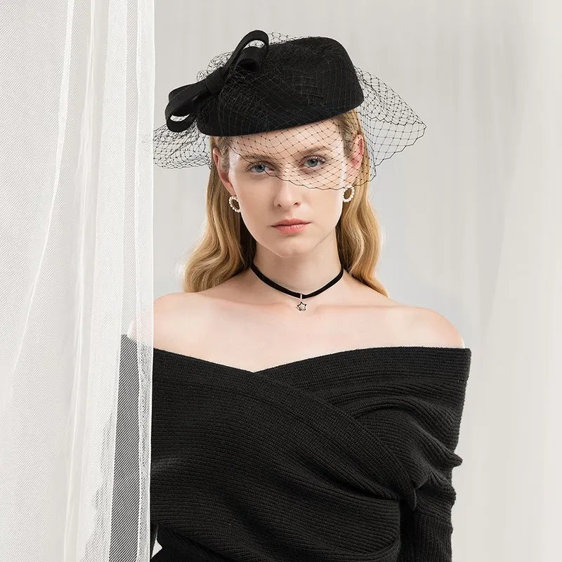 EE3112 English small bowknot gauze wool hat party dress in Europe and the female dress hat