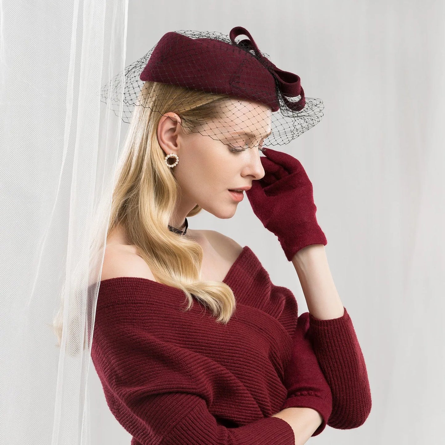 EE3112 English small bowknot gauze wool hat party dress in Europe and the female dress hat