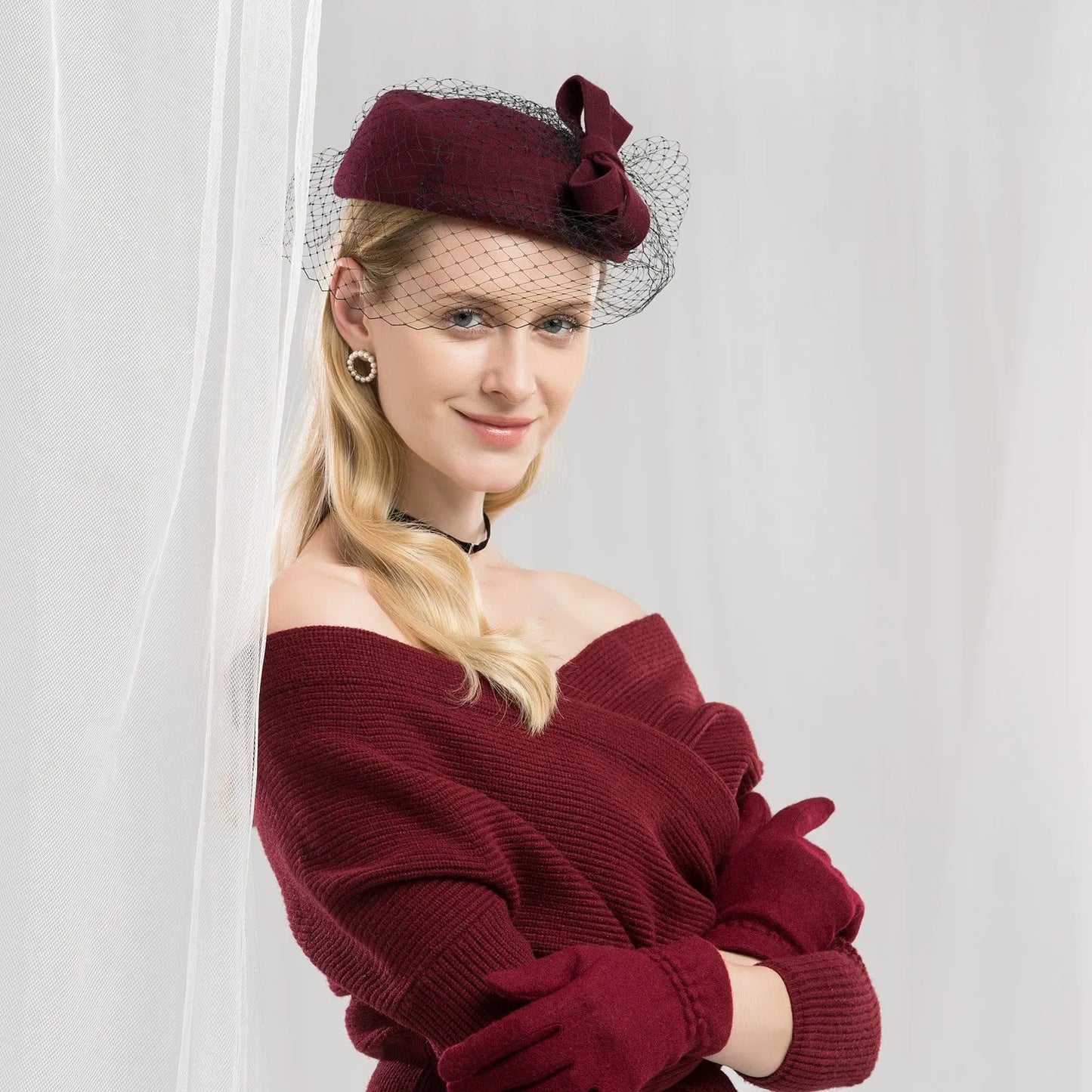 EE3112 English small bowknot gauze wool hat party dress in Europe and the female dress hat