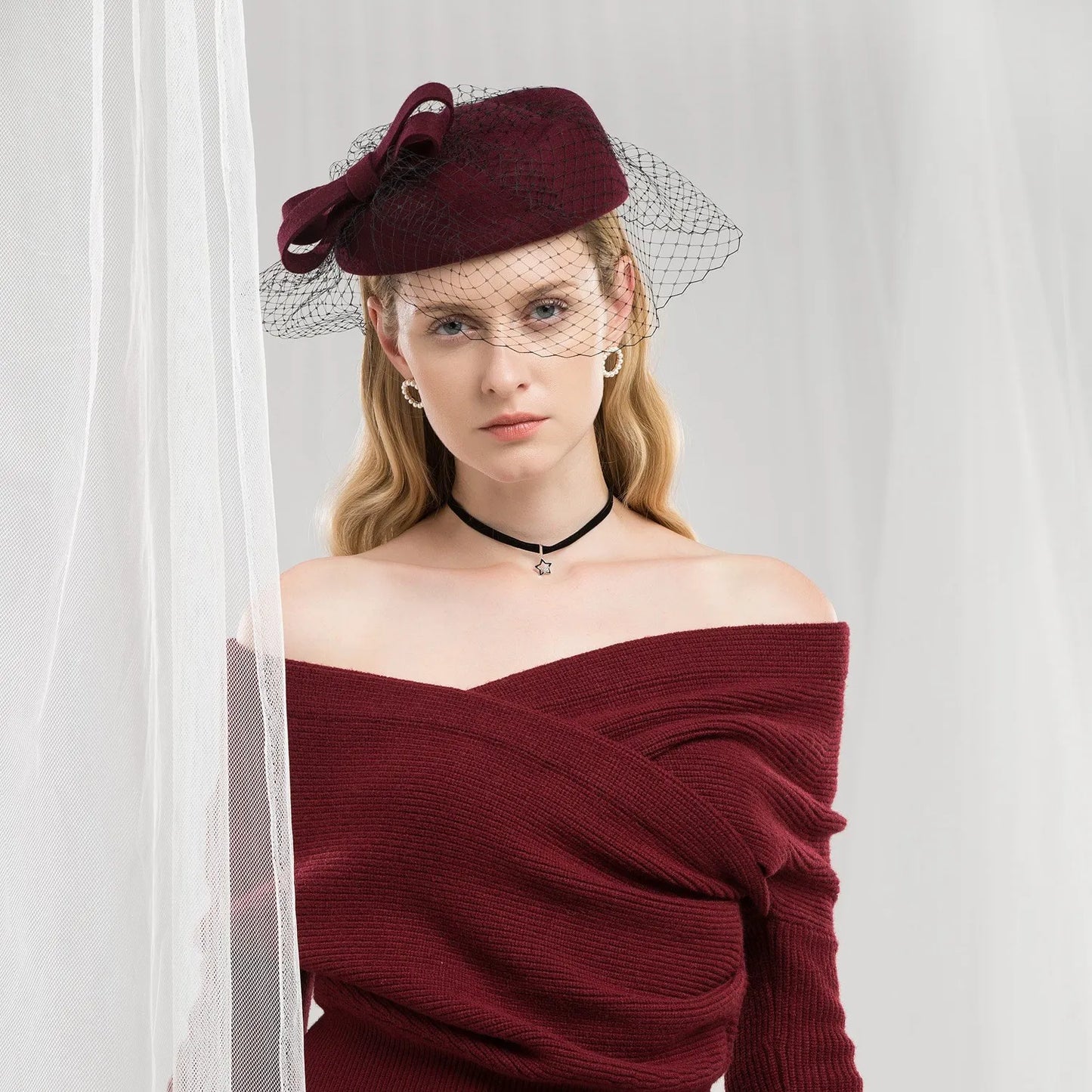 EE3112 English small bowknot gauze wool hat party dress in Europe and the female dress hat