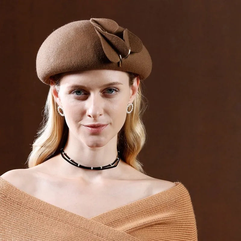 EE3113 new winter  joker beret romantic French felt trilby
