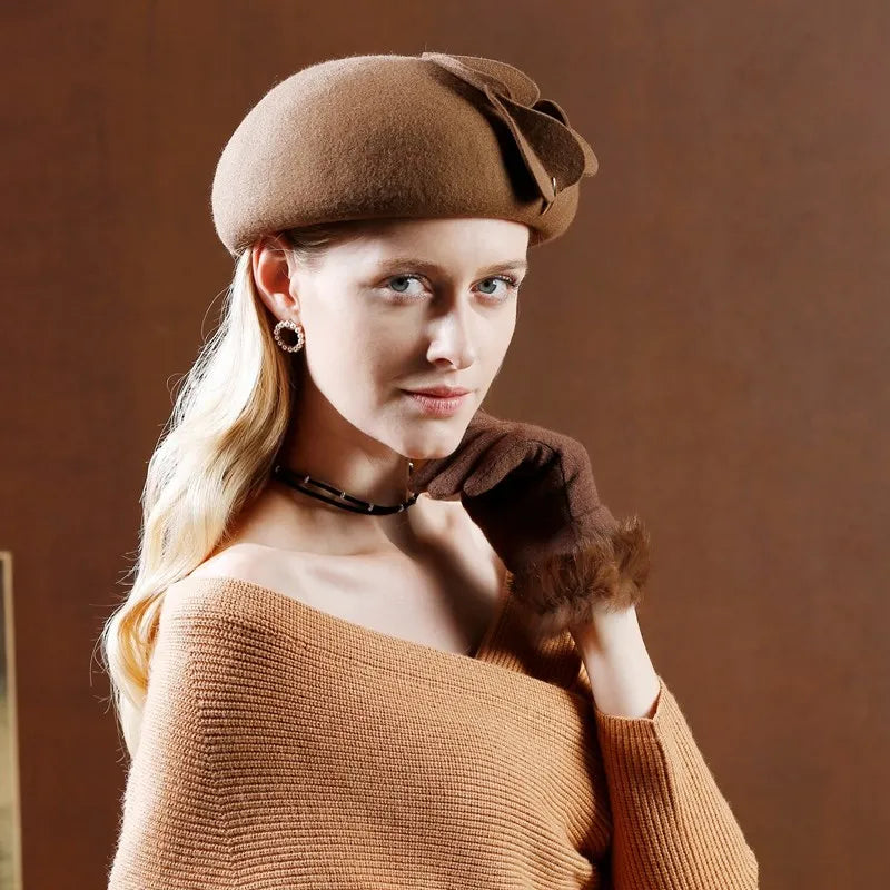 EE3113 new winter  joker beret romantic French felt trilby