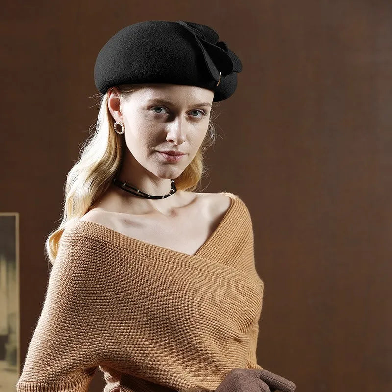 EE3113 new winter  joker beret romantic French felt trilby