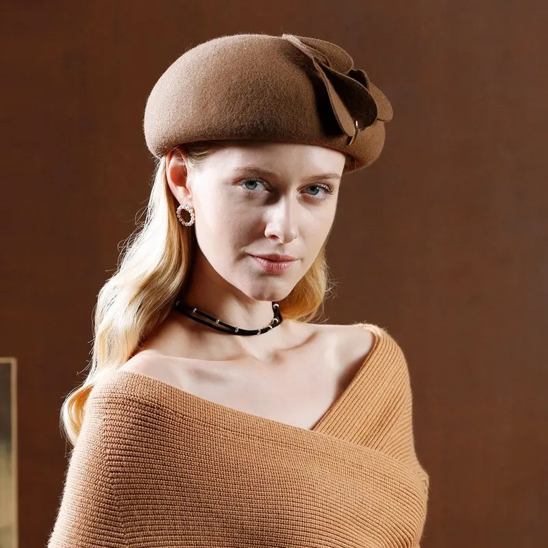 EE3113 new winter  joker beret romantic French felt trilby
