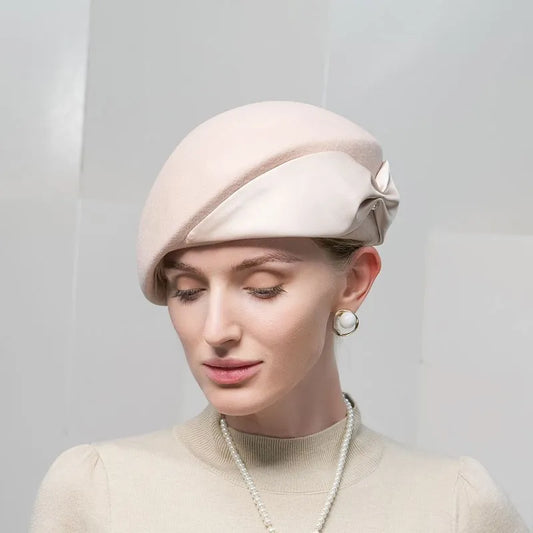 Women's Elegant Winter Wool With Bowknot Tea Party/Cocktail Beret Hats 3127