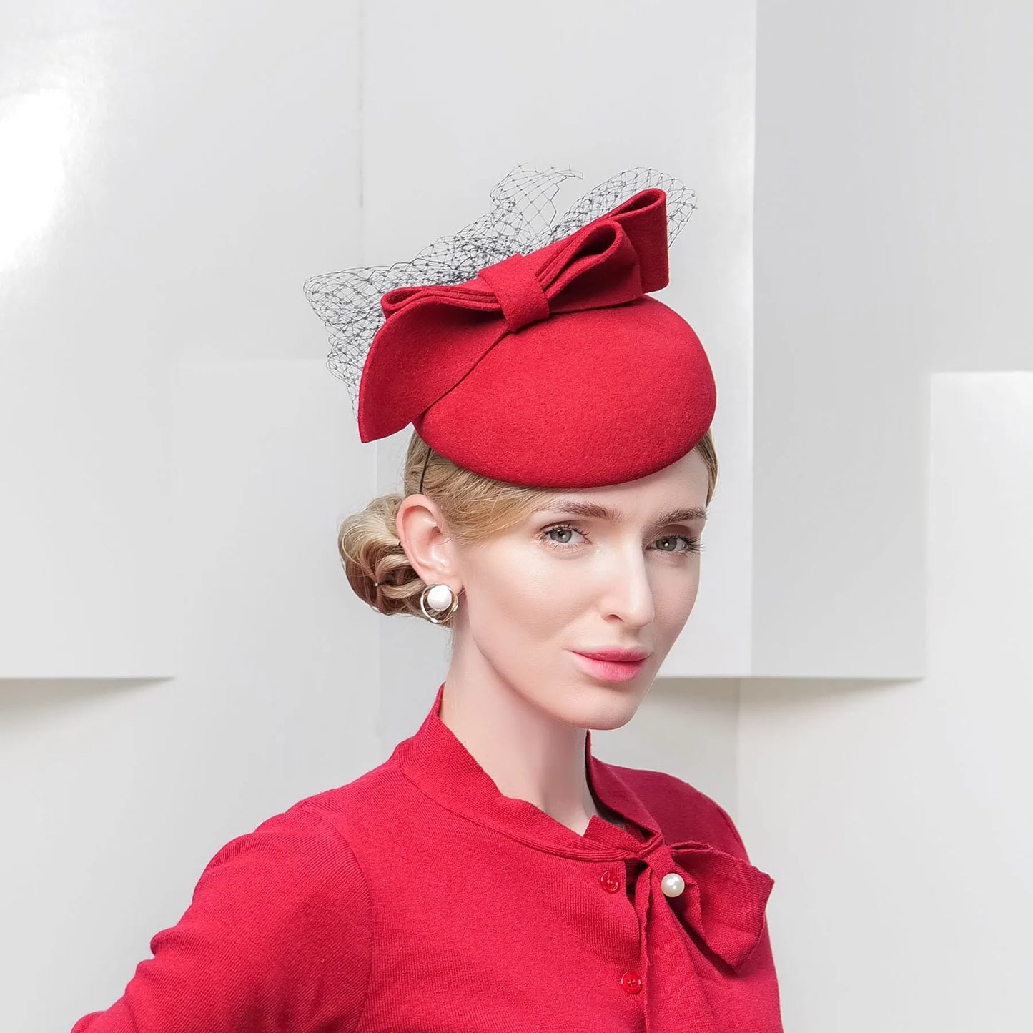 EE3130 new winter sweet bowknot small wool hat elegant female winter joker cloth hat
