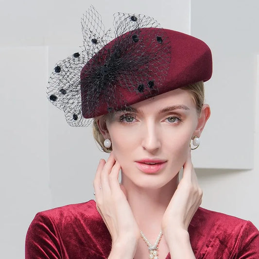 EE3136 new winter retro wool hat out of England 9 gauze cloth Hepburn cowl children in winter