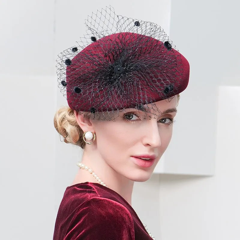 EE3136 new winter retro wool hat out of England 9 gauze cloth Hepburn cowl children in winter