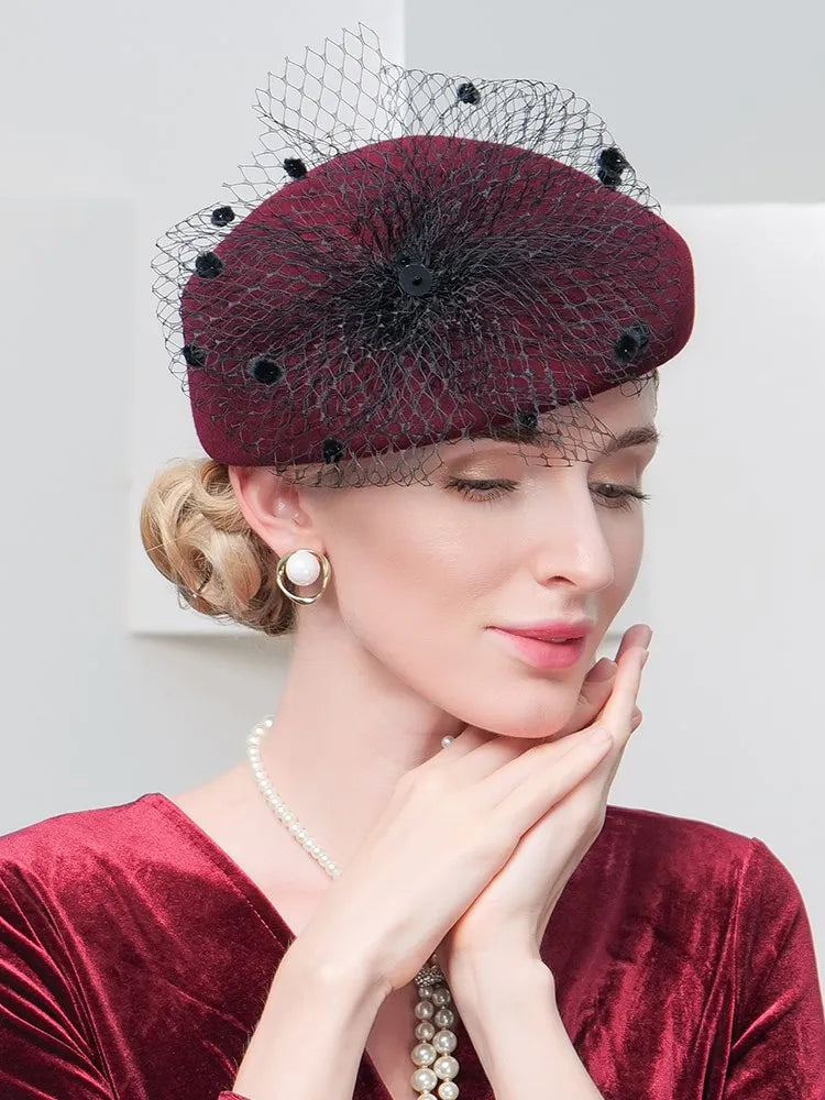 EE3136 new winter retro wool hat out of England 9 gauze cloth Hepburn cowl children in winter