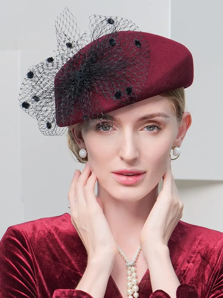 EE3136 new winter retro wool hat out of England 9 gauze cloth Hepburn cowl children in winter