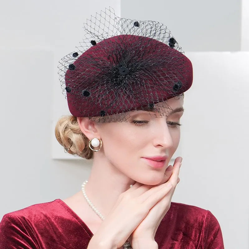 EE3136 new winter retro wool hat out of England 9 gauze cloth Hepburn cowl children in winter