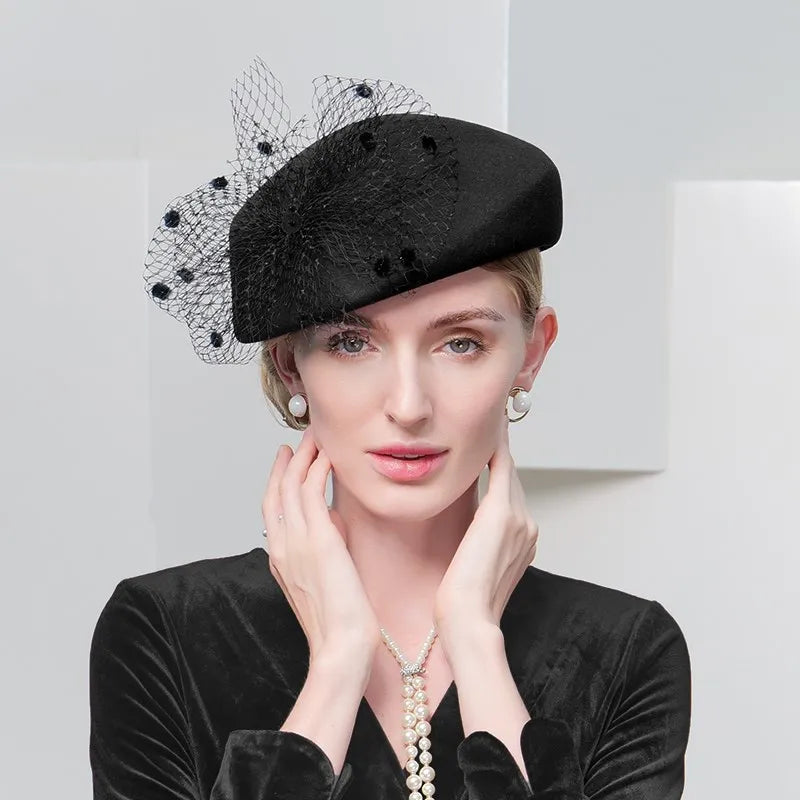 EE3136 new winter retro wool hat out of England 9 gauze cloth Hepburn cowl children in winter