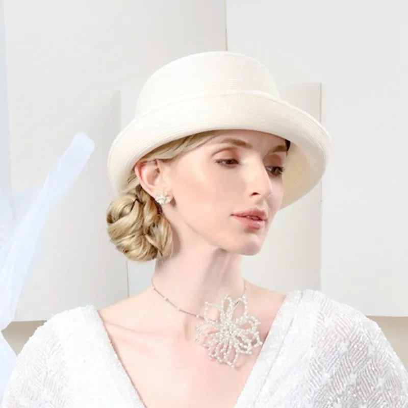 EE7066 Spring/Summer New Product Bowtie Women's Travel Elegant Leisure Hat