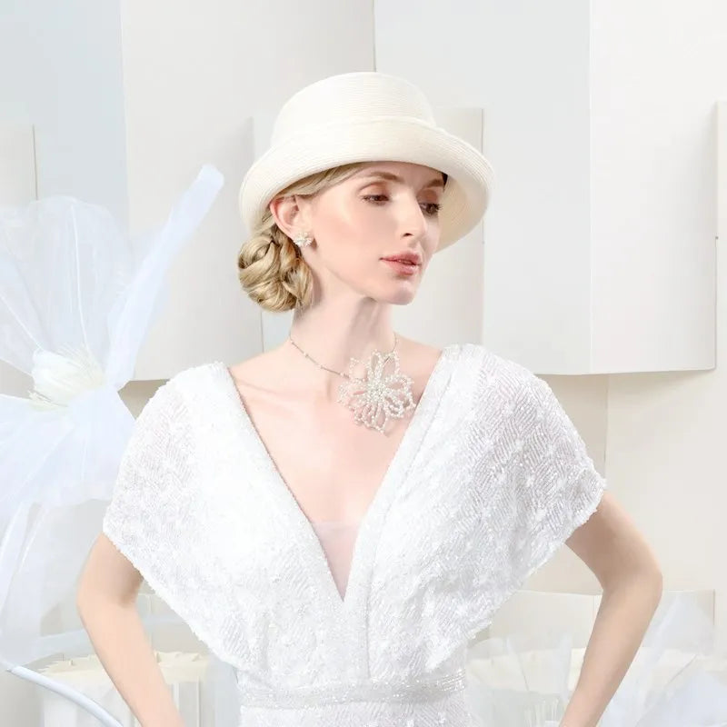 EE7066 Spring/Summer New Product Bowtie Women's Travel Elegant Leisure Hat