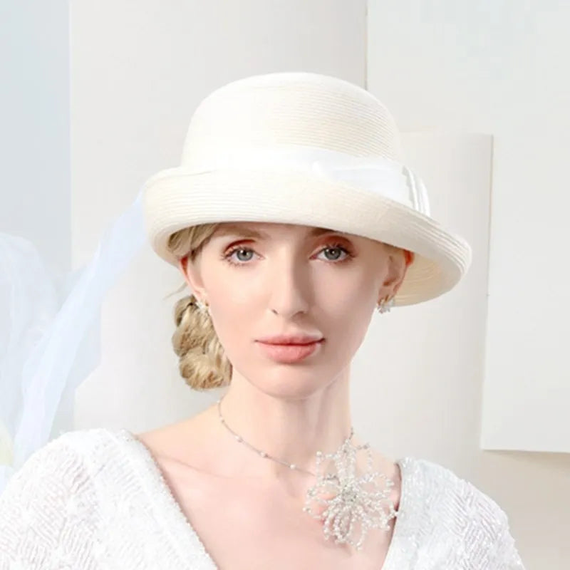 EE7066 Spring/Summer New Product Bowtie Women's Travel Elegant Leisure Hat