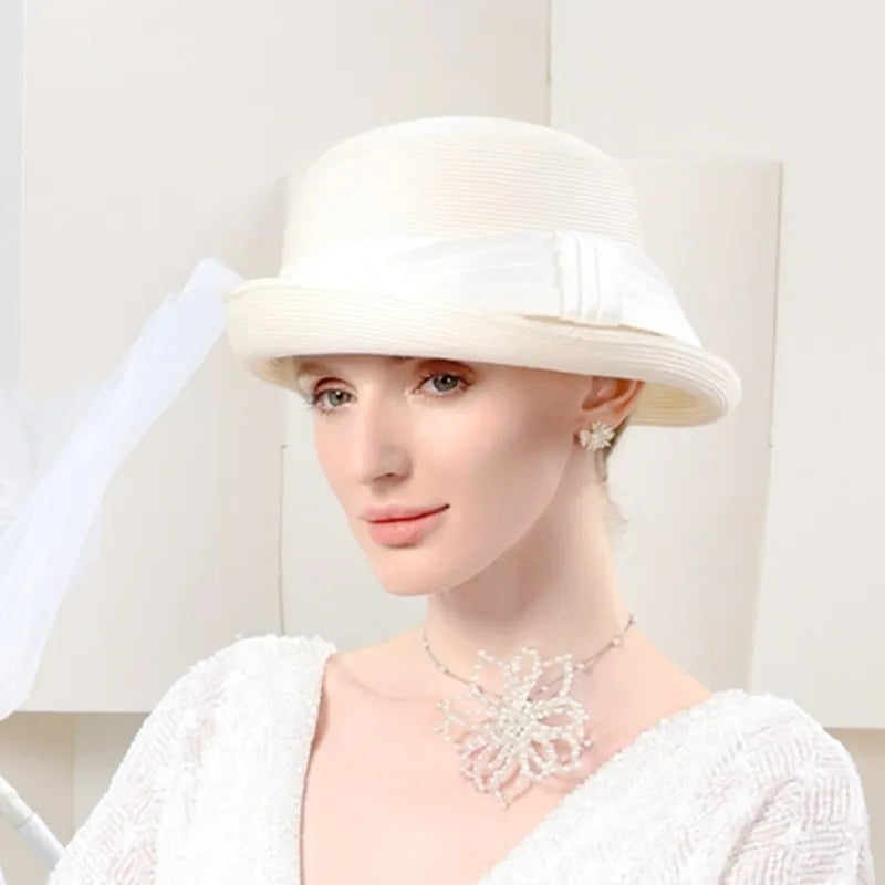 EE7066 Spring/Summer New Product Bowtie Women's Travel Elegant Leisure Hat