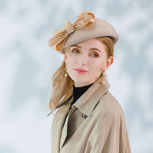 Ms 3138  EE winter wool hat elegant new joker bowknot hat female winter hat