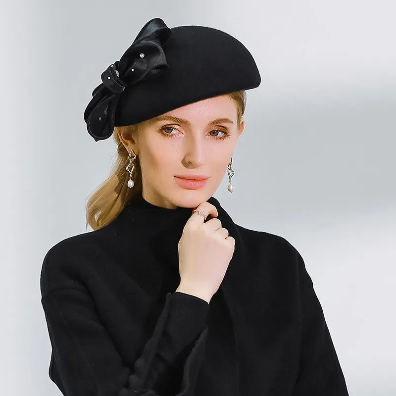 Ms 3138  EE winter wool hat elegant new joker bowknot hat female winter hat