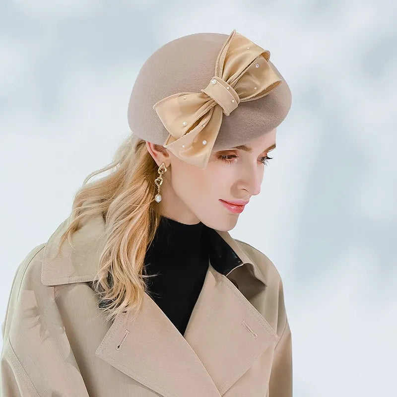 Ms 3138  EE winter wool hat elegant new joker bowknot hat female winter hat