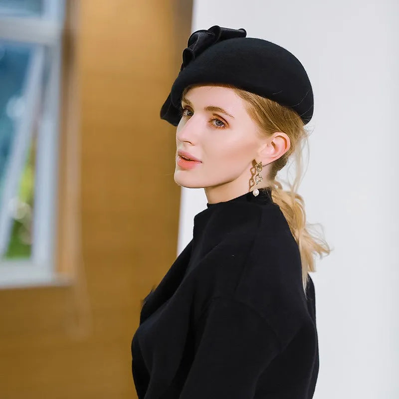 Ms 3138  EE winter wool hat elegant new joker bowknot hat female winter hat