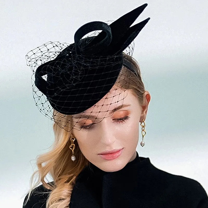 FADVES Fascinators Kentucky Derby Hat Velour Bucket Pillbox Hat Party / Evening Ladies Day Melbourne Cup Cocktail Elegant Vintage Inspired With Bowknot Tulle Headpiece Headwear