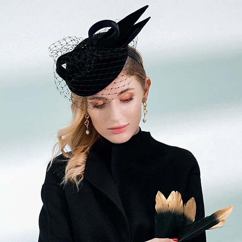 FADVES Fascinators Kentucky Derby Hat Velour Bucket Pillbox Hat Party / Evening Ladies Day Melbourne Cup Cocktail Elegant Vintage Inspired With Bowknot Tulle Headpiece Headwear